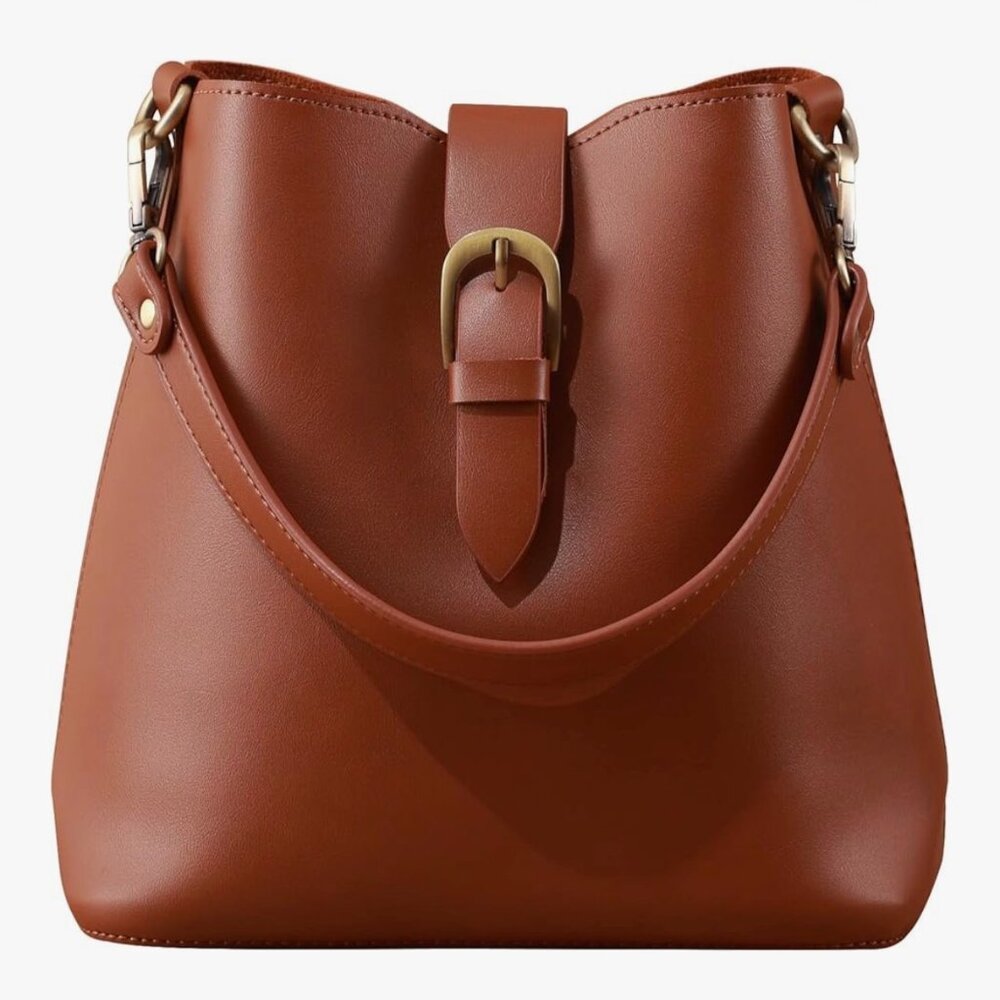 Brown Bucket Crossbody Purse